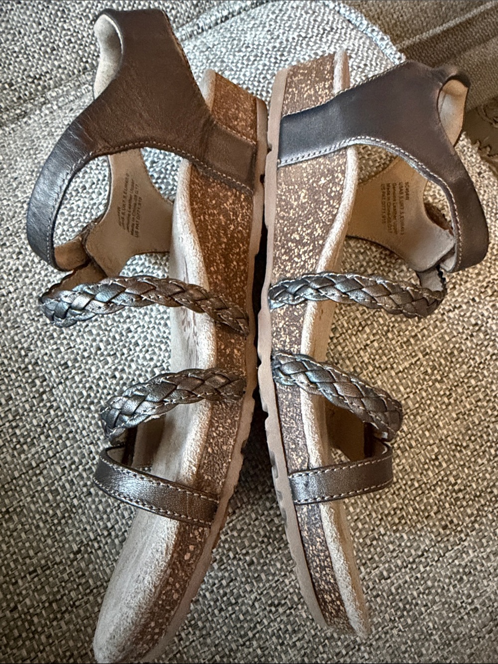Aetrex Jillian Bronze Leather Braided Quarter Strap Orthotic Sandals Size 9.5 - Picture 5 of 9